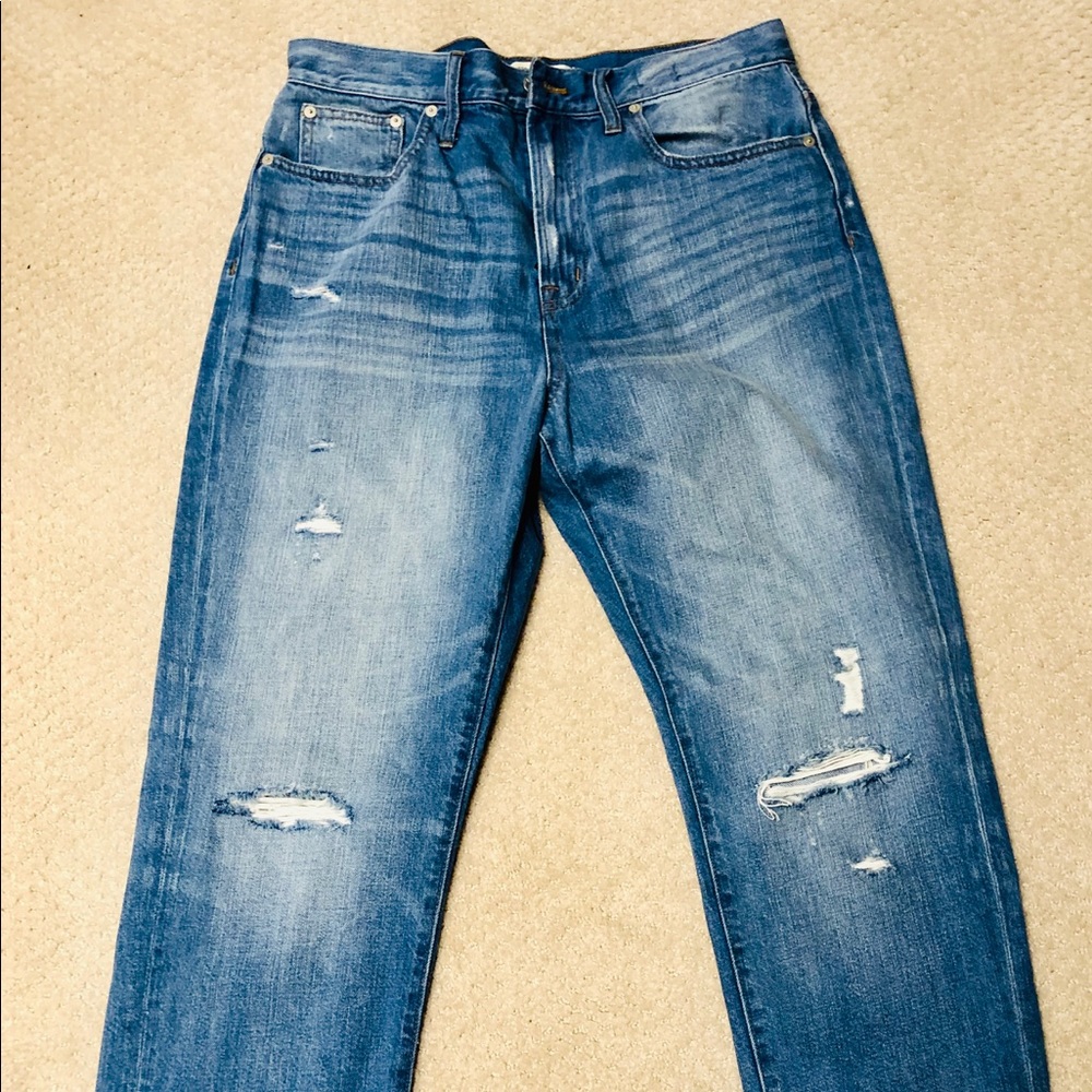 Madewell Distressed Medium Blue Boyfriend Jeans